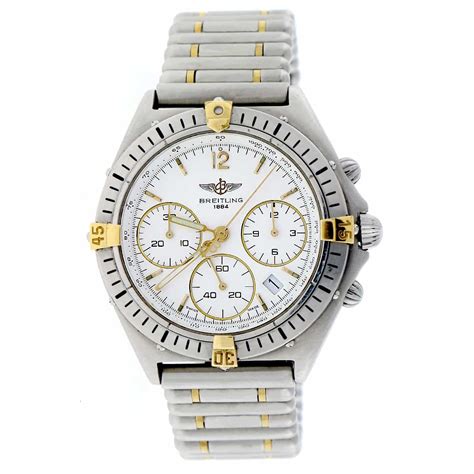 breitling two tone chronograph white dial|Breitling chronomat price.